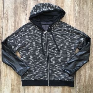 Victoria Secret Hood Jacket Faux Leather Sleeves